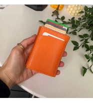Modica® Laura - Vegan Deri RFID Korumalı Otomatik Pop-Up Mekanizmalı   (Turuncu)
