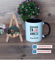 Anneler Günü Hediyesi Kupa Bardak Beyaz ve Fotoğraflı Ahşap Anahtarlık Hediye (Model 11)