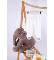 Kadife Oyuncaklı Kız Erkek Bebek Çocuk Pantolon Baykuş (Beyaz)