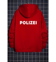 Unisex Polizei Sırt Baskılı Sweatshirt (Kırmızı)