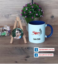 Savcı Kupa Bardak Beyaz ve Fotoğraflı Ahşap Anahtarlık Hediye (Model 3)