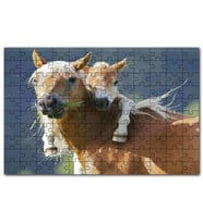 Cakapuzzle Otlayan Kahverengi Beyaz At Sırtında Tayı Puzzle Yapboz MDF (Ahşap) (1000 Parça)