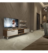 Decoraktiv Eko 4 Mdf Dvd Silver Tv Ünitesi Tv Sehpası - Parlak Beyaz (Beyaz - Kahverengi)