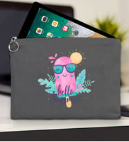 BK Gİft Yaz Temalı-5 Tablet Çantası 30x21cm(12 Renk Seçeneği), Ipad Çantası, Baskılı Tablet Kılıfı (Antrasit)