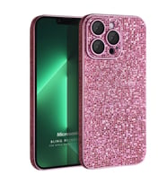 Microsonic Apple iPhone 13 Pro Kılıf Bling Rhinestones Siyah (Pembe)