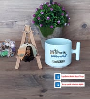 Matematik Mühendisi Kupa Bardak Beyaz ve Fotoğraflı Ahşap Anahtarlık Hediye (Model 12)