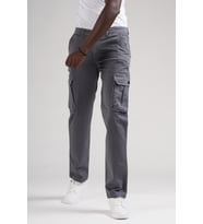 FBI Jeans Mevsimlik Kanvas Kumaş Regular Fit Boru Paça Kargo Pantolon (Gri)