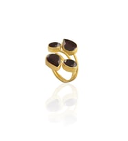 Kadir Jewellery 22 Ayar Altın Kaplama Zirkon Taşlı Kadın Vintage Yüzük (Bordo)