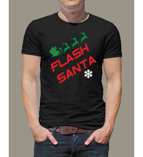 Flash Santa Tişörtü (Siyah)