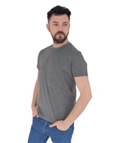 Erkek Büyük Beden Sıfır Yaka Tişört Ottoman BGL-ST01891 (Füme)