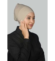 Hazır Pratik Geçmeli Uzun Boru Tesettür Bonesi (Kum Beji)