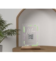 BK Gift Restoran & Cafe & Barlara Özel Ahşap Standlı Pleksi QR Kod Menü, Cafe&Bar için QR kodlu Tabela, QR kodlu Masa Dekoru - 10 ADET (Model 3)
