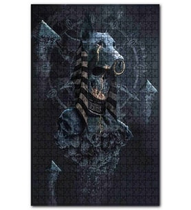 Cakapuzzle Anubis, Kurukafalar ve Halkalı Doberman Puzzle Yapboz MDF (Ahşap) (500 Parça)