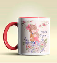 Kişiye Özel Canım Annem 6 Tasarımlı Pembe Kupa Bardak (Kırmızı)