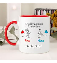 Sevgililer Günümüz Kutlu Olsun Temalı Kupa Bardak (Kırmızı)