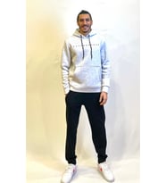 Erkek Kapşonlu Rahat Kalıp İçi Polarlı 3 iplik Feture Baskılı SweatShırt spr24sw14 (Gri-Melanj)