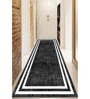 Dijital Baskılı Kaymaz Taban Yıkanabilir Modern Yolluk Ve Koridor Halısı NDU-HT-575 (Siyah)
