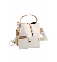 Just Polo Kilit Detaylı Kadın Kartlık ve Omuz Çanta Kombini PBU4002-1001 (Beyaz)