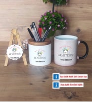 Hostes Hediye Sepeti Kalemlik, Kupa Bardak Sihirli, Ahşap Anahtarlık Hediye (Model 1)