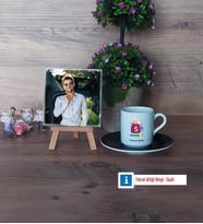 Ekonomist Fotoğraflı Dekoratif Taş, Ahşap Altlıklı Türk Kahvesi Fincanı Hediye (Model 7)