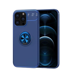 Apple iPhone 13 Pro Kılıf Zore Ravel Yüzüklü Silikon Kılıf (Mavi)