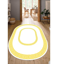 Dijital Baskılı Kaymaz Taban Yıkanabilir Oval Salon Halısı Mutfak Halısı Yolluk NDO-SD-665 (Gold)