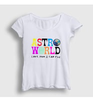 Presmono Kadın Sarı Astroworld V3 Travis Scott T-Shirt 44437tt (Beyaz)