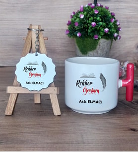 Rehber Öğretmeni Hediye Seti Kupa Bardak T Kulplu ve Anahtarlık Öğretmenler Günü Hediyesi Rehber Öğretmenine Hediye (Model 1)