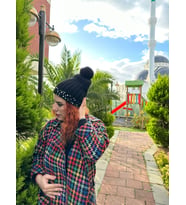 PUL PAYEETLİ PONPONLU TRİKO  KADIN BERE KIZ BERE (Siyah)