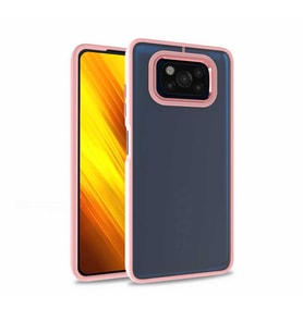 Xiaomi Poco X3 Pro Kılıf Case, Kamera Lens Korumalı Elektroplatin Kaplama Sert PC Koruyucu Colourful Platinum Serisi (Rose)