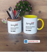 Sevgiliye Hediye Kalemlik, Kupa Bardak T Kişiye Özel Hediye (Model 10)