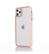 Ally iPhone 12 Pro Max 6.7inç Kılıf Parlak Renkli Çerçeveli Ultra Lüx TPU Silikon Kılıf (Pembe)