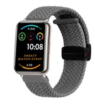 Sneezy Huawei Watch Fit 2  İle Uyumlu FiberLink Manyetik Tokalı Kumaş Örgü Kordon (Koyu Gri)