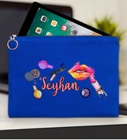 BK Gift Kişiye Özel İsimli-4 Tablet Çantası 30x21cm(12 Renk Seçeneği), Ipad Çantası, Baskılı Tablet Kılıfı (Mavi)