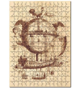 Cakapuzzle Uçan Yaşam Makinası Çizim Puzzle Yapboz MDF (Ahşap) (500 Parça)