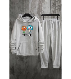 Unisex Gumball Baskılı Eşofman Takımı (Gri)