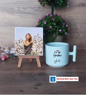 En İyi Öğretmen Fotoğraflı Dekoratif Taş, Kupa Bardak Beyaz Hediye (Model 12)