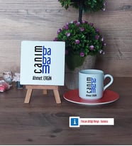 Babaya Hediye Dekoratif Taş, Türk Kahvesi Fincanı Kırmızı İsme Özel Hediye (Model 6)