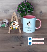 Geometri Öğretmeni Kupa Bardak Beyaz ve Fotoğraflı Ahşap Anahtarlık Hediye (Model 6)