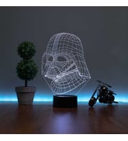 Darth Vader Figürlü Dekoratif Hediye Led Masa Lambası 7 Işık Rengi Ahşap Taban (Karışık)