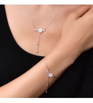 Manolya Çiçeği Zirkon Taşlı Kadın Gümüş Set (Rose)