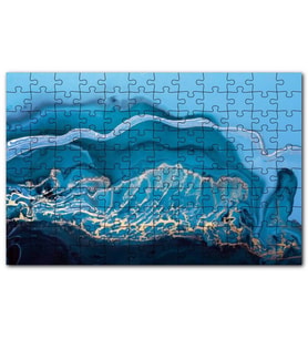 Cakapuzzle Altın Damarlı Mavi Doku Puzzle Yapboz MDF (Ahşap) (1000 Parça)