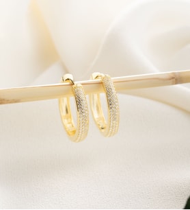 925 Ayar Gümüş Zirkon Taşlı Halka Küpe (Gold)