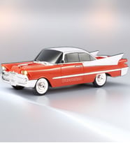 Ultratekno WS-1965BT Dodge 59 Model Retro Araba Bluetooth Hoparlör Fm Radyo USB Tf Aux Destekli Speaker (Turuncu)
