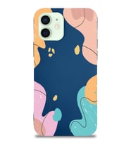 PrintiFy Apple iPhone 12 Uyumlu Lansman Kılıf Karışık Renkler Tasarımlı İçi Kadife Kapak (Lacivert)