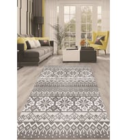 Dijital Kaymaz Taban Yıkanabilir Modern Renkli Salon Halısı Mutfak Halısı Yolluk ND-HT-986 (Gri)