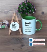Arkadaşa Hediye Kupa Bardak Kırmızı ve Ahşap Anahtarlık Hediye (Model 13)