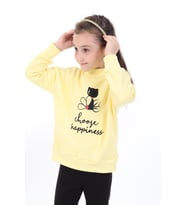 Toontoy Kız Bebek Baskılı Sweatshirt (Açık Sarı)