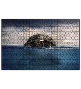 Cakapuzzle Deniz Kaplumbağası Sırtında Ada ve Şelaleler Görsel  Puzzle Yapboz MDF (Ahşap) (1000 Parça)