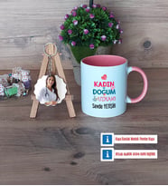 Kadın Doğum Uzmanı Kupa Bardak Beyaz ve Fotoğraflı Ahşap Anahtarlık Hediye (Model 6)